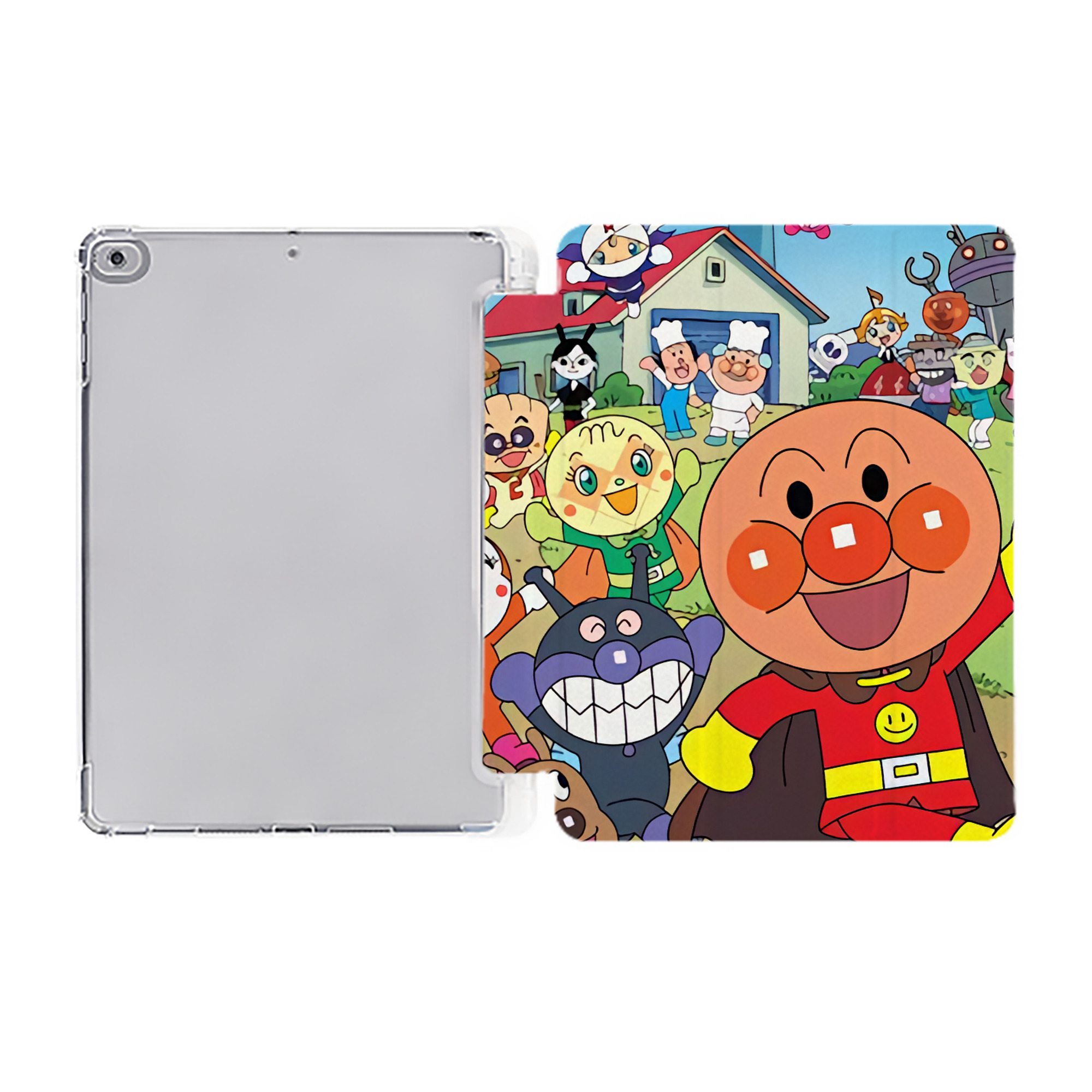 （画像用） アンパンマン Anpanman IPad ケース ペン収納付き 三つ折りスタンド PUレザー×シリコン 対応機種9.5/10.5/10.9インチ